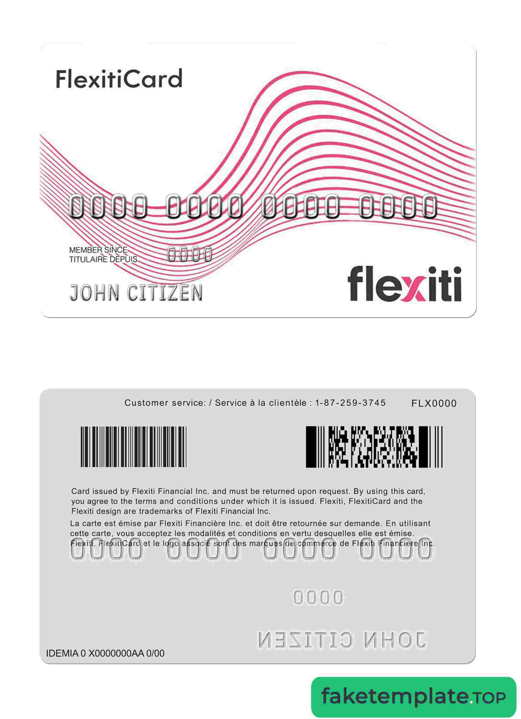 Feature of fake Canada Flexiti card